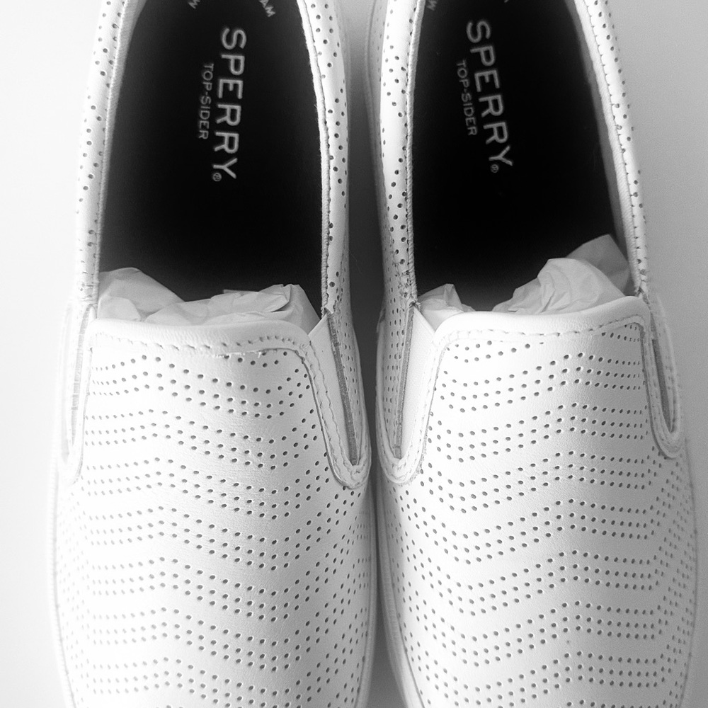 Sperry Women’s Perforated White Slip-Ons